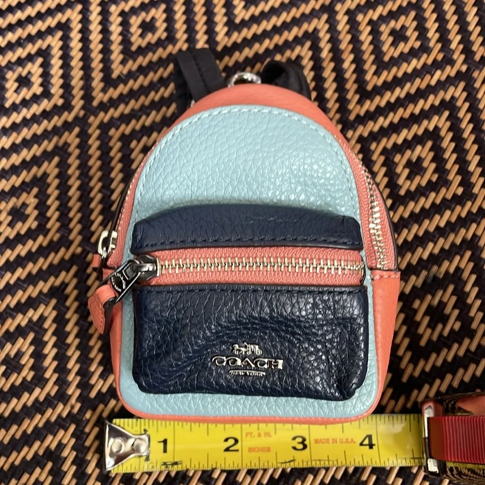 Coach backpack key chain F73064 bag charm Seafoam Multi-color Green orange navy